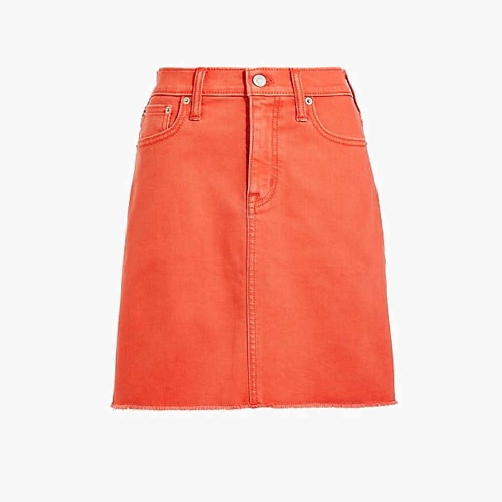 NWT J Crew Coral Denim Mini Skirt
